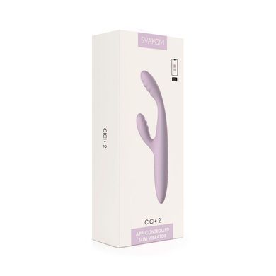 Тонкий кролик-вібратор Svakom Cici+ 2 Lilac, керування зі смартфона, підігрів до 38 &deg;C SX0729 фото