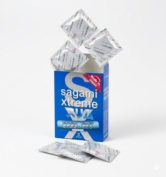 Презервативи з ребристою текстурою латексні Sagami Xtreme Feel Fit 3 шт Sagami-3 фото