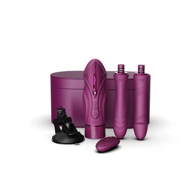 Компактна смарт секс-машина Zalo &ndash; Sesh Velvet Purple, 2 насадки, пульт ДК, кристал Swarovski SO9555 фото