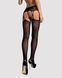 Панчохи-стокінги з рослинним малюнком Obsessive Garter stockings S206 black S/M/L чорні, імітація га SO7265 фото 2