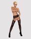 Панчохи-стокінги з рослинним малюнком Obsessive Garter stockings S206 black S/M/L чорні, імітація га SO7265 фото 3