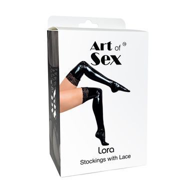 Сексуальні вінілові панчохи Art of Sex - Lora з мереживом, розмір L, колір червоний SO7352 фото