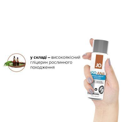Анальна змазка JO ANAL H2O &mdash; ORIGINAL (60 мл) на водній основі, рослинний гліцерин SO1455 фото