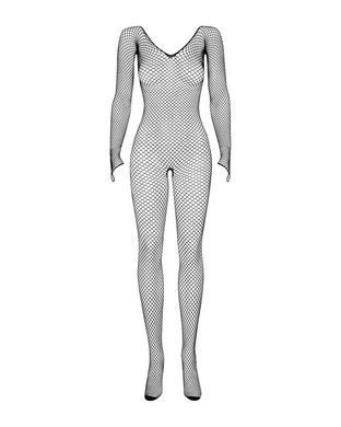 Сітчастий бодістокінг із довгим рукавом Obsessive Bodystocking N109 black S/M/L, чорний, комбінезон SO7253 фото