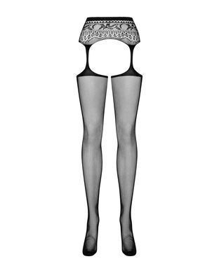 Сітчасті панчохи-стокінги з мереживним поясом Obsessive Garter stockings S307 XL/XXL, чорні SO7271 фото