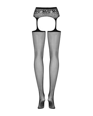 Сітчасті панчохи-стокінги з мереживним поясом Obsessive Garter stockings S307 XL/XXL, чорні SO7271 фото