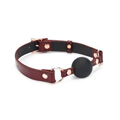 Силіконовий кляп Liebe Seele Wine Red Ball Gag, діаметр кульки 4,3 см, ремінь із натуральної шкіри SO9450 фото