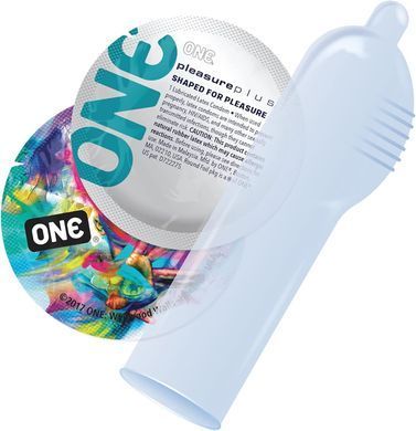 Презерватив з ребристою ділянкою на кінці латексний ONE Pleasure Plus 1 шт. SX0762 фото