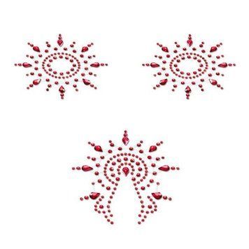 Пестіс з кристалів Petits Joujoux Gloria set of 3 - Red, прикраса на груди та вульву SO3147 фото