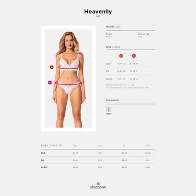 Еротичний комплект Obsessive Heavenlly 2-pcs set XS/S, бюстгальтер і танга SO8172 фото