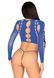 Комплект Leg Avenue Long sleeve crop top & string Royal Blue One Size, топ, стрінги SO9099 фото 2