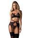 Комплект Obsessive Novenes 3-pcs set, M/L, прозорий ліф на кісточках, стрінги, пояс SX0617 фото 1