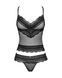 Напівпрозорий набір з прикрасами Obsessive Ivannes top & thong 2XL/3XL, чорний, топ та танга SO7285 фото 5