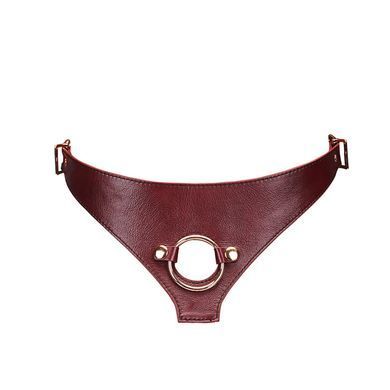 Шкіряні трусики для страпона Liebe Seele Wine Red Strap on Harness, універсальний розмір SO9464 фото