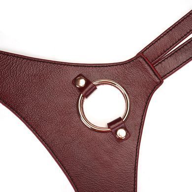 Шкіряні трусики для страпона Liebe Seele Wine Red Strap on Harness, універсальний розмір SO9464 фото