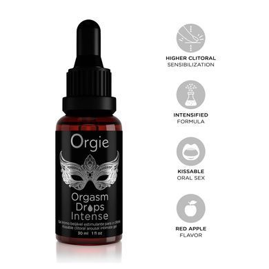 Збуджувальні краплі для клітора Orgie Orgasm Drops Intense, 30 мл, тепло-холод, смак яблука SX1530 фото