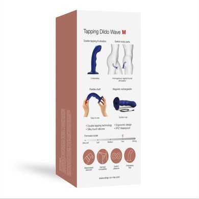 Насадка для страпона з подвійною точковою пульсацією Strap-On-Me TAPPING DILDO WAVE &ndash; NIGHT BLUE, М SO9621 фото