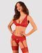 Комплект білизни Obsessive Lacelove cupless 3pcs set XS/S Red, бюстгальтер, стрінги, пояс для панчіх SO8655 фото 1