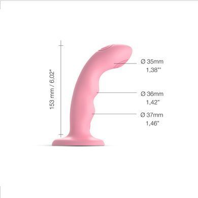 Насадка для страпона з подвійною точковою пульсацією Strap-On-Me TAPPING DILDO WAVE &ndash; CORAL PINK, М SO9622 фото