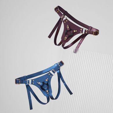 Трусики для страпона Strap-On-Me Leatherette Harness Generous - One Size - Blue SX0673 фото