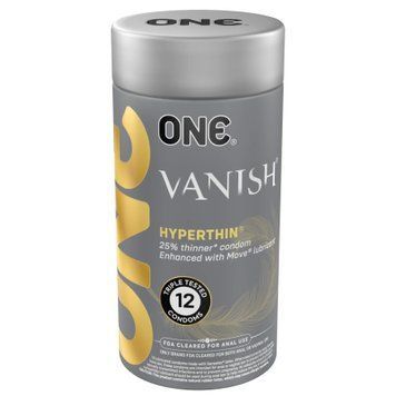 Презервативи ONE Vanish Hyperthin, 12 шт, ультратонкі, зі змазкою, подарункове паковання-тубус SX0792 фото