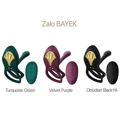 Смарт-ерекційне кільце Zalo - BAYEK Obsidian Black, подвійне з ввідною частиною, пульт ДК SO6646 фото